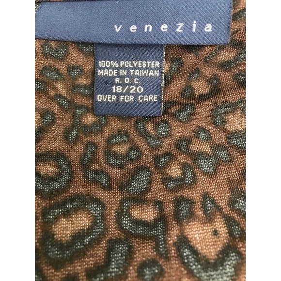 Venezia Size 18/20 Top Blouse Brown & Black V-Neck Polyester 3/4 Sleeve - Picture 5 of 5